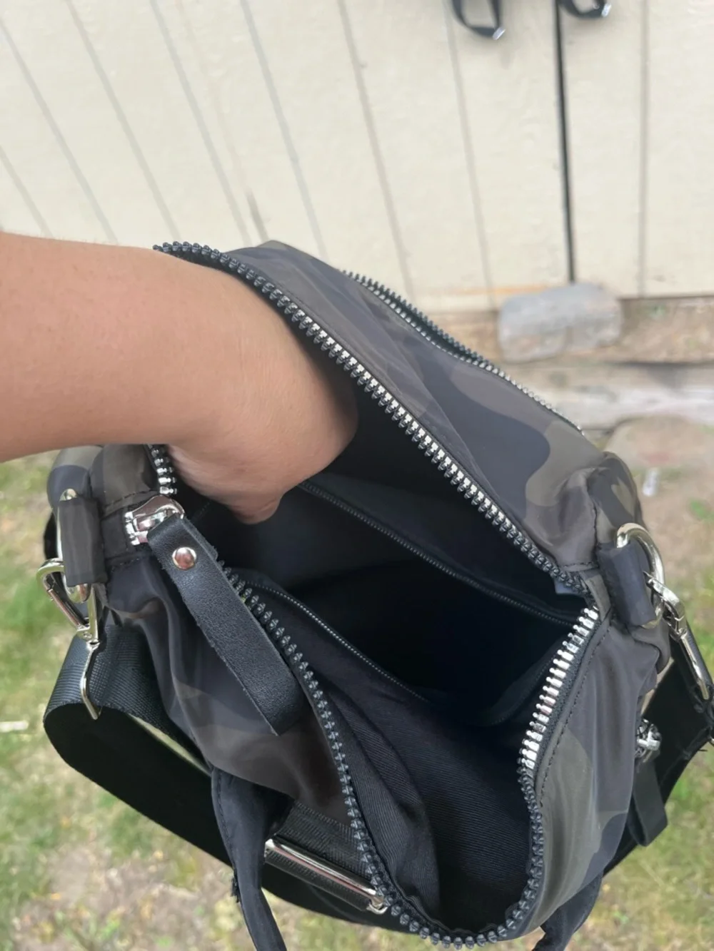 Camo Convertible Crossbody Shoulder Bag Backpack Green Brown